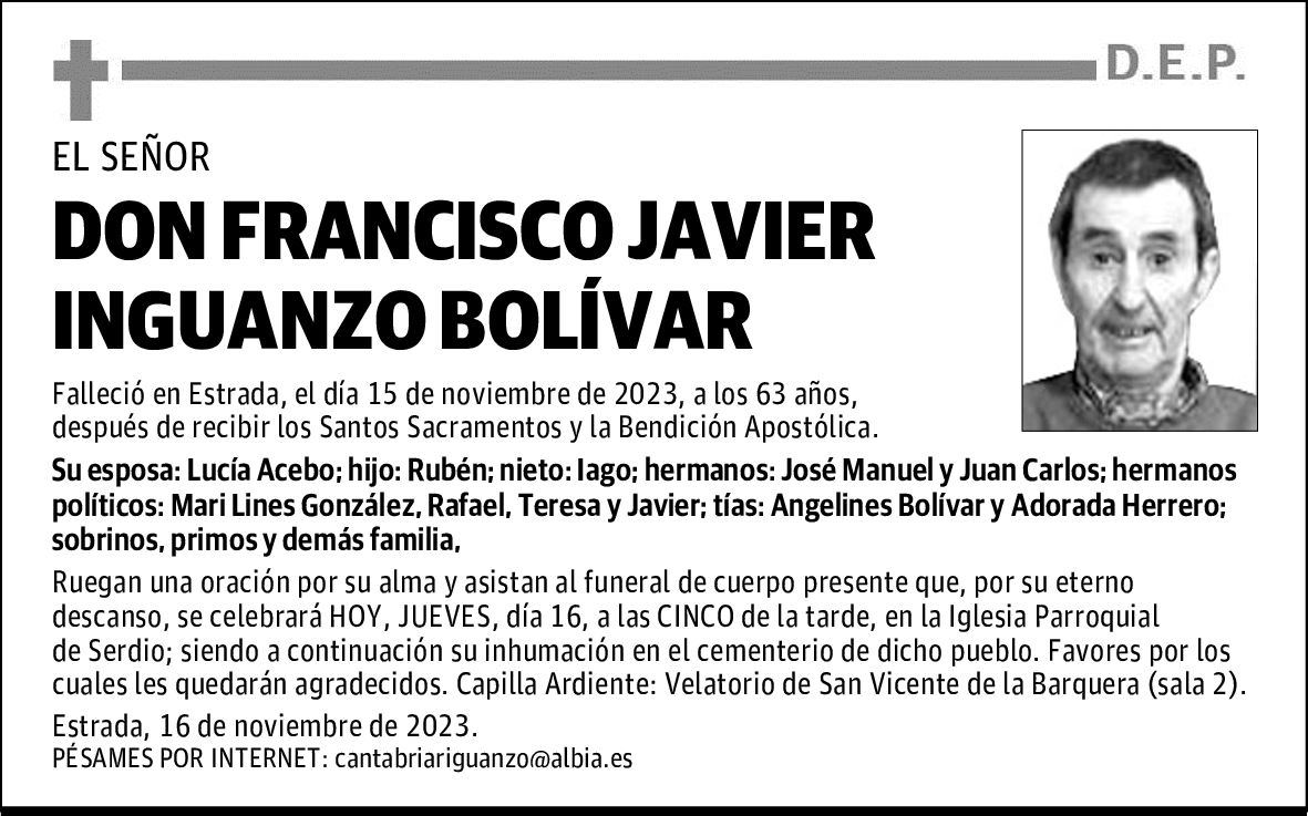 DON FRANCISCO JAVIER INGUANZO BOLÍVAR