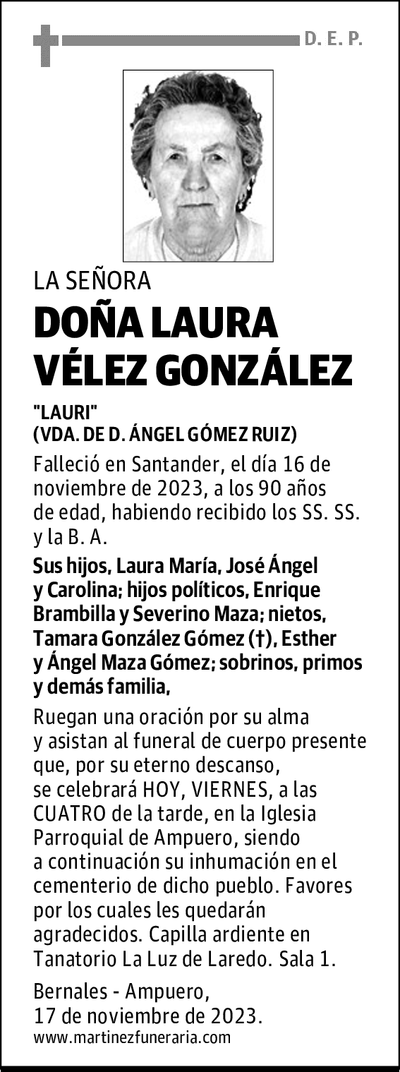 DOÑA LAURA VÉLEZ GONZÁLEZ