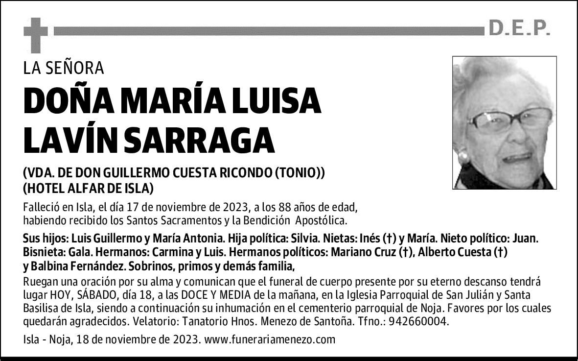 DOÑA MARÍA LUISA LAVÍN SARRAGA