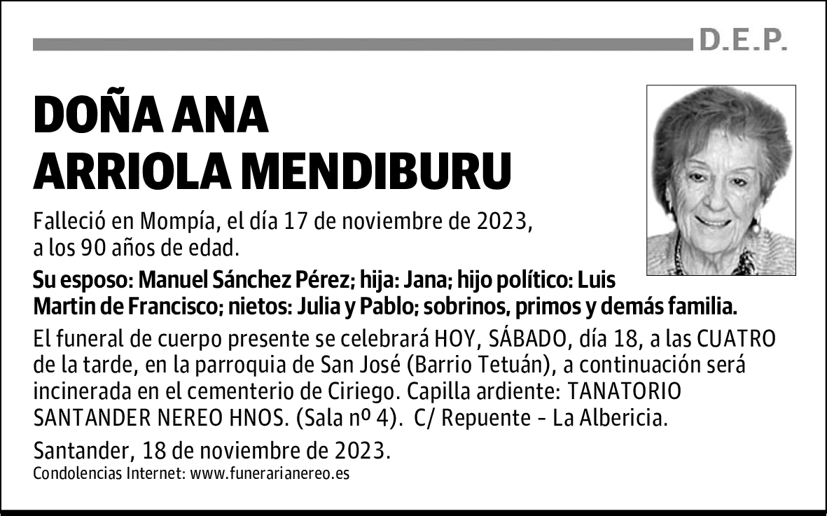 DOÑA ANA ARRIOLA MENDIBURU