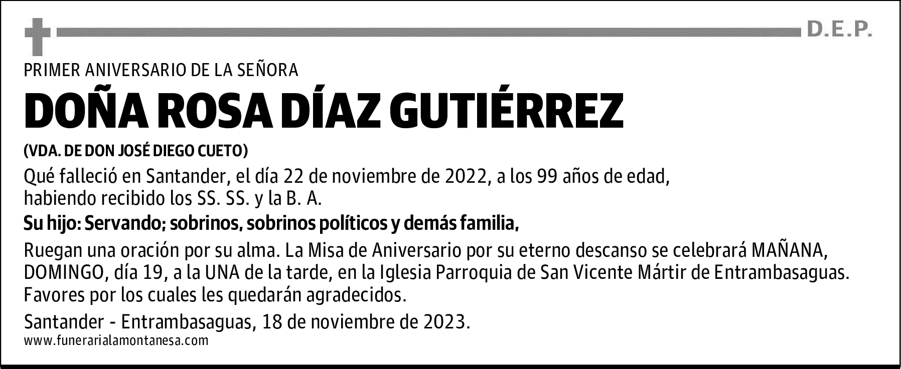 DOÑA ROSA DÍAZ GUTIÉRREZ