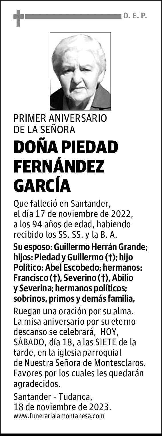 DOÑA PIEDAD FERNÁNDEZ GARCÍA