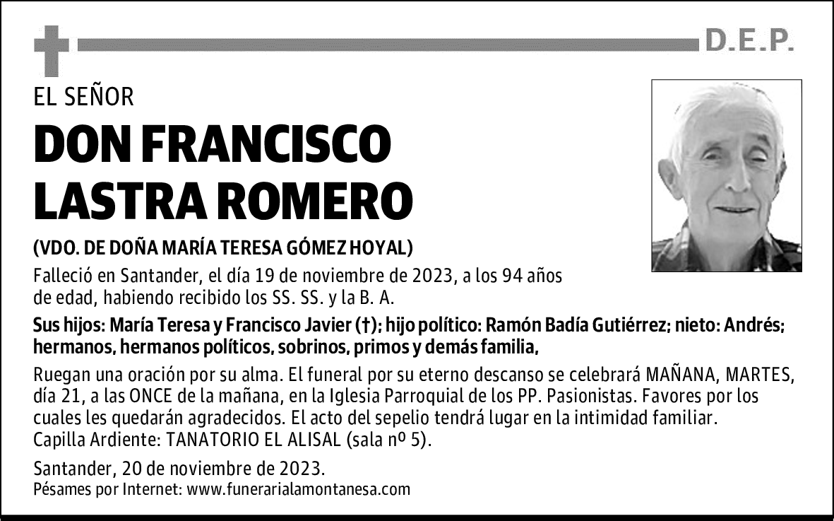 DON FRANCISCO LASTRA ROMERO