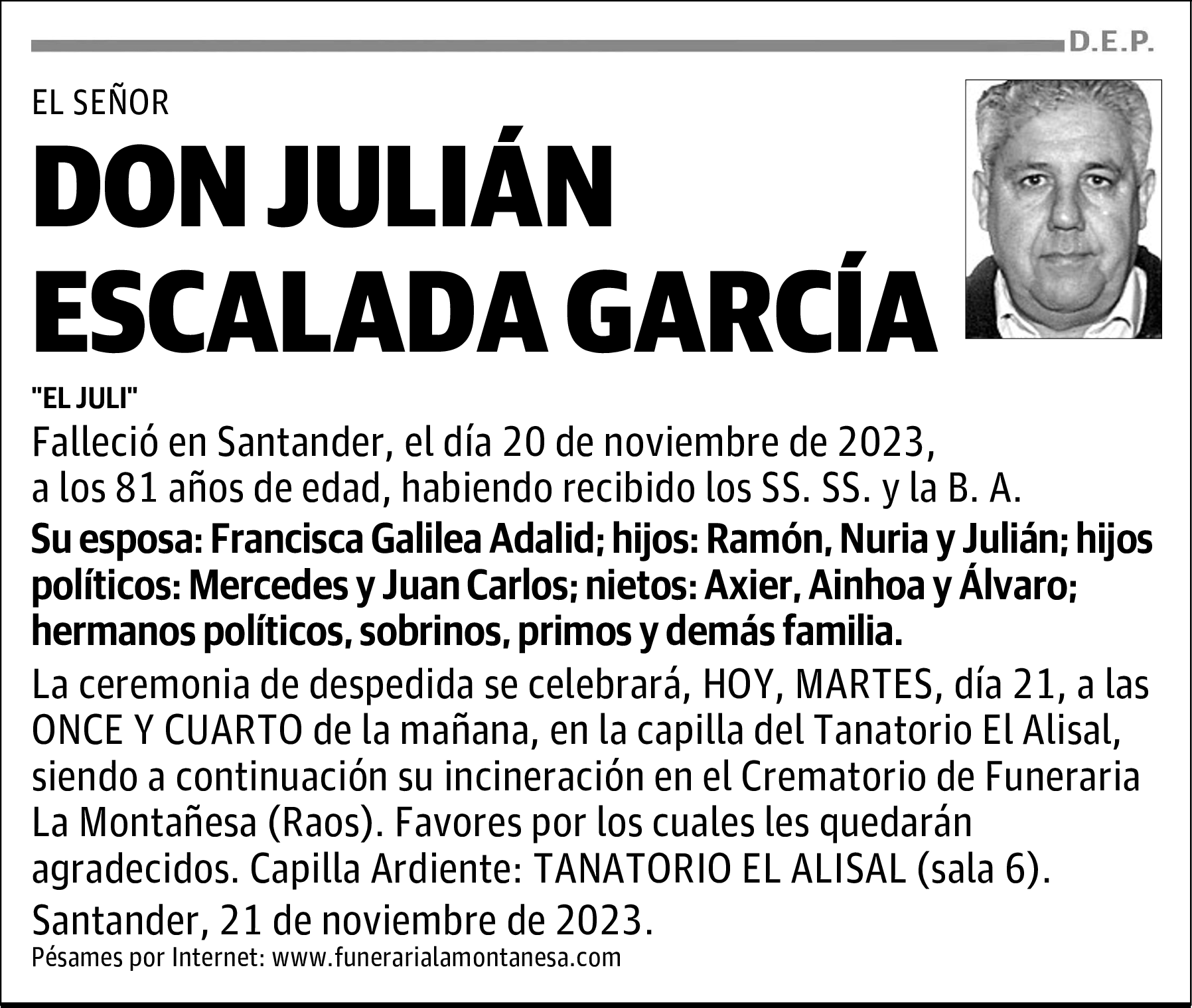 DON JULIÁN ESCALADA GARCÍA