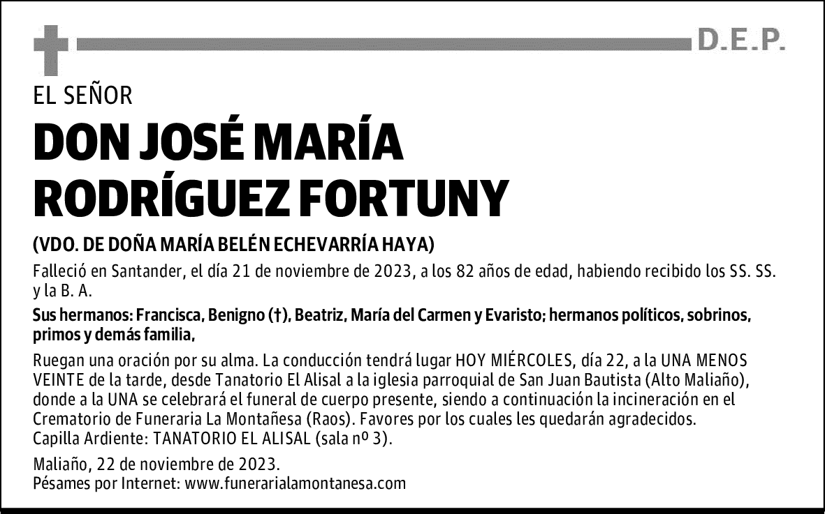 DON JOSÉ MARÍA RODRÍGUEZ FORTUNY