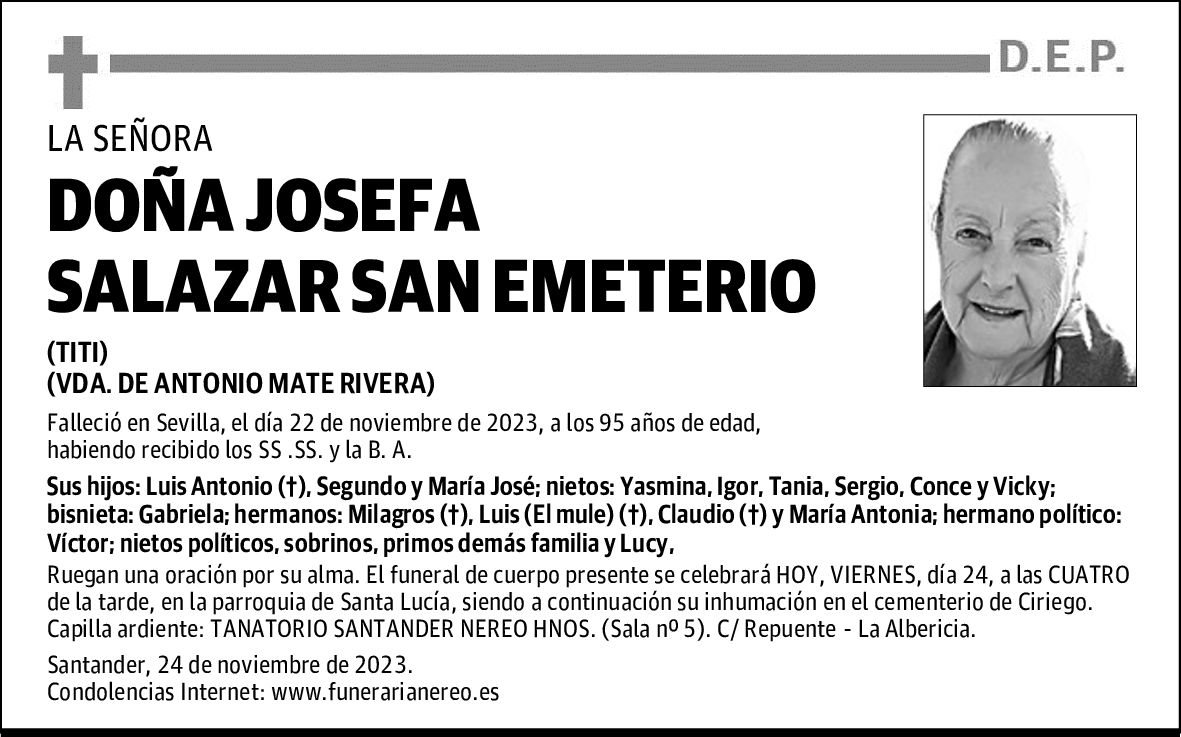 DOÑA JOSEFA SALAZAR SAN EMETERIO