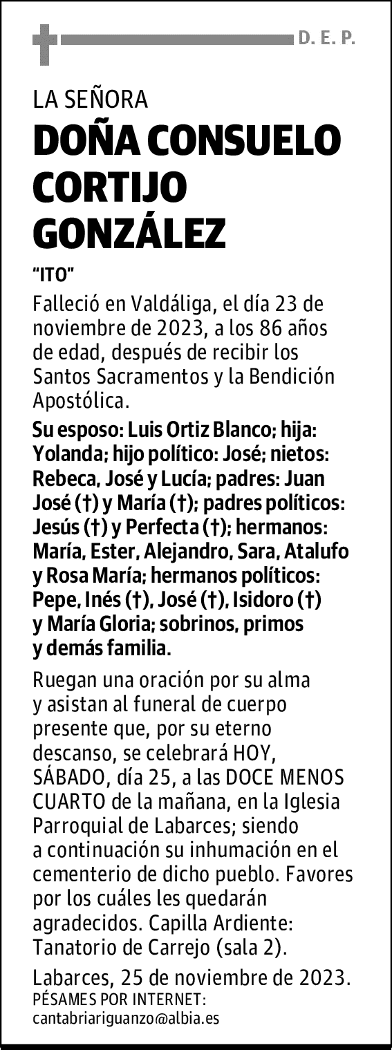 DOÑA CONSUELO CORTIJO GONZÁLEZ