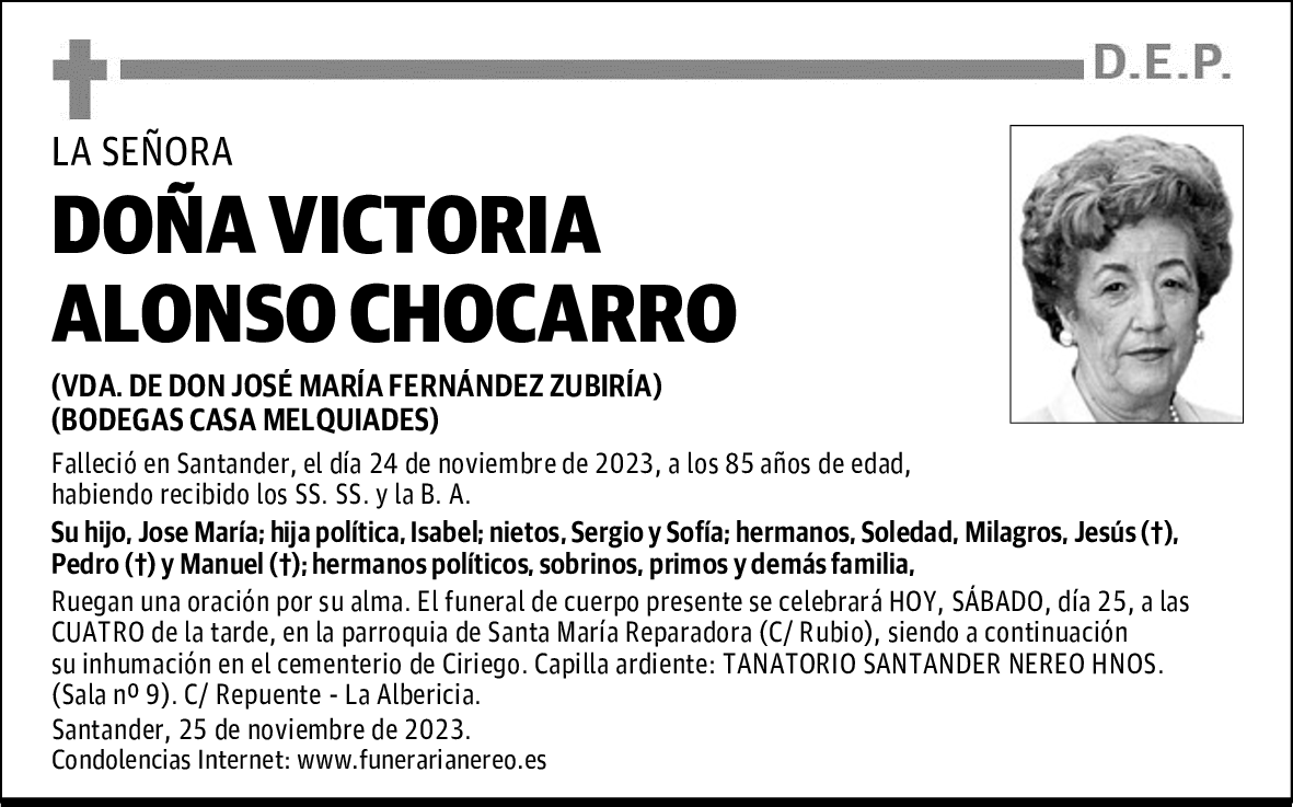 DOÑA VICTORIA ALONSO CHOCARRO