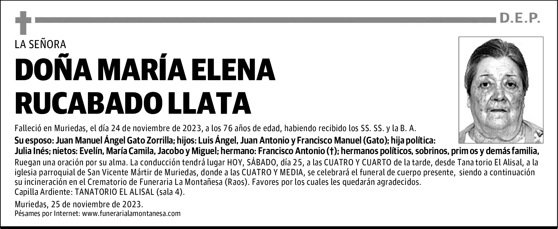 DOÑA MARÍA ELENA RUCABADO LLATA