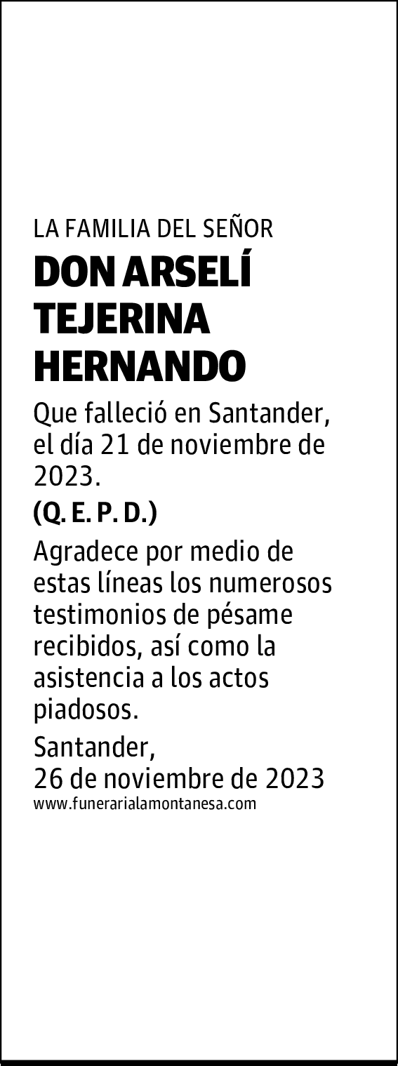 DON ARSELÍ TEJERINA HERNANDO