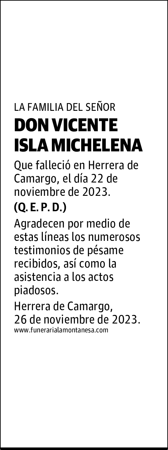 DON VICENTE ISLA MICHELENA