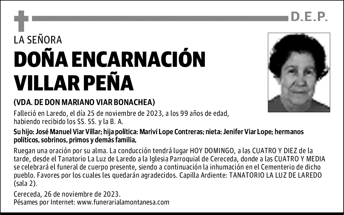 DOÑA ENCARNACIÓN VILLAR PEÑA
