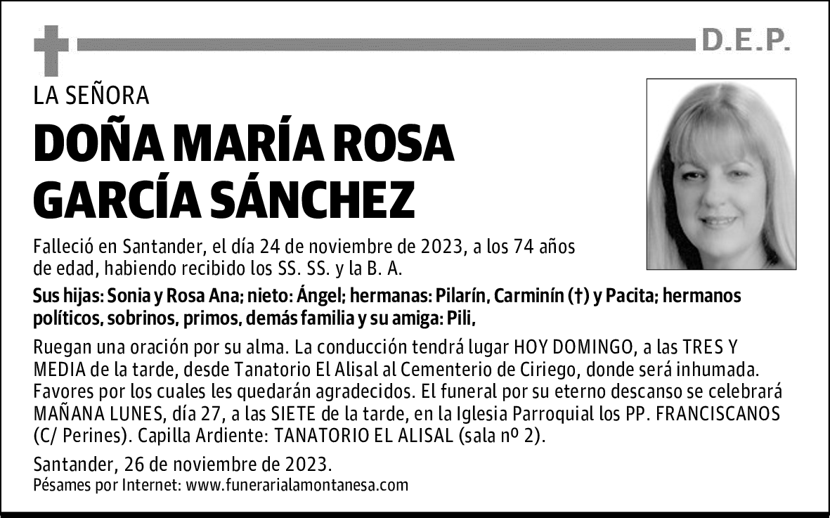 DOÑA MARÍA ROSA GARCÍA SÁNCHEZ