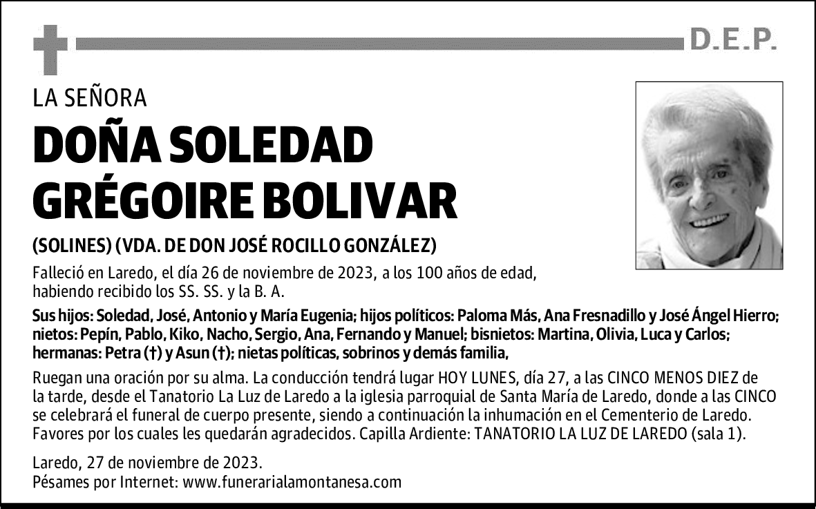 DOÑA SOLEDAD GRÉGOIRE BOLIVAR