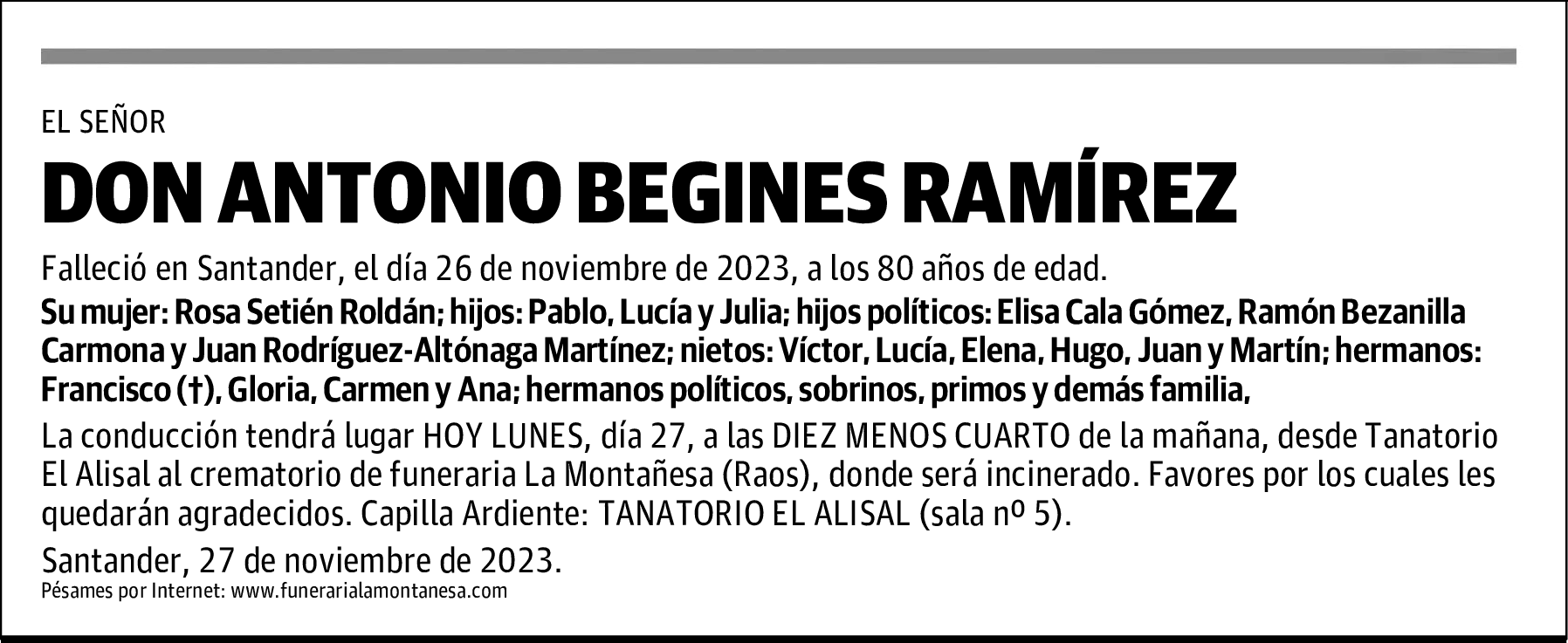 DON ANTONIO BEGINES RAMÍREZ