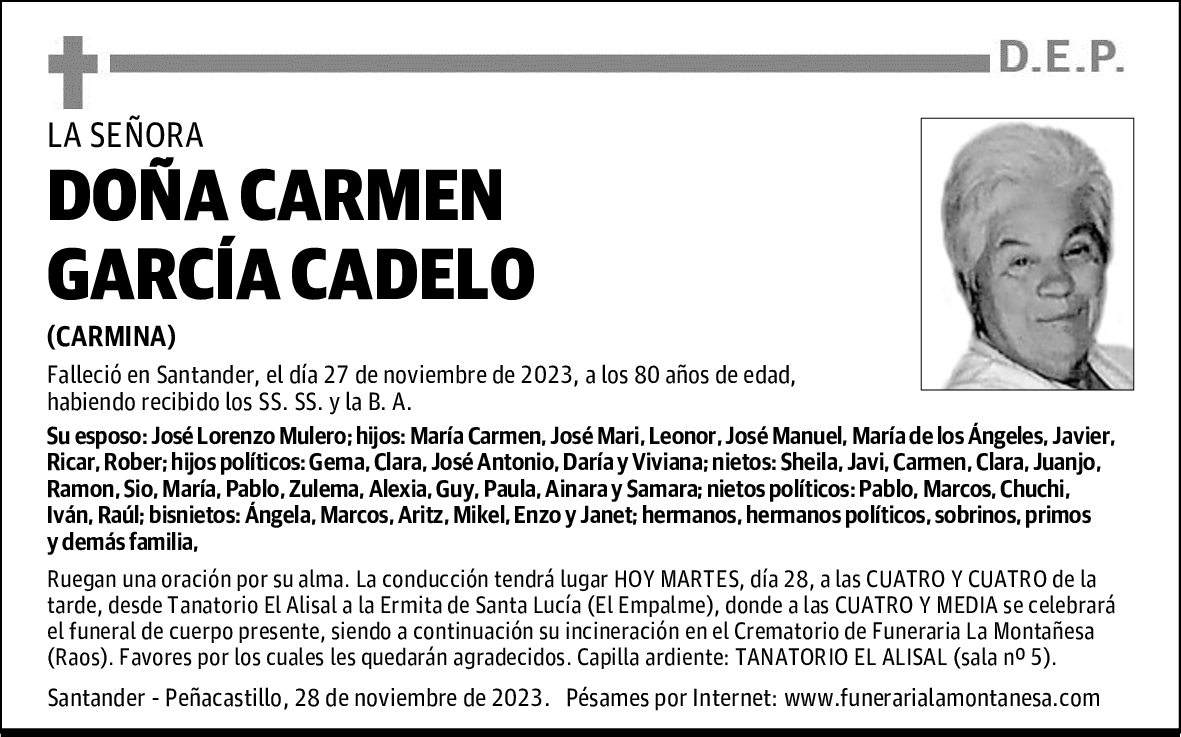 DOÑA CARMEN GARCÍA CADELO