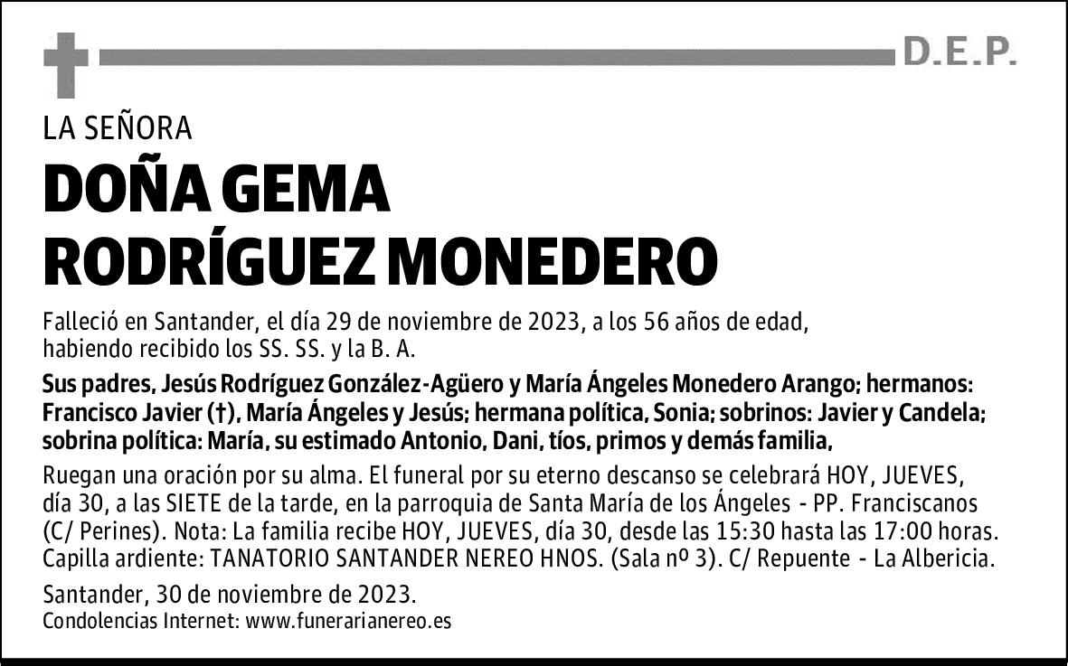 DOÑA GEMA RODRÍGUEZ MONEDERO