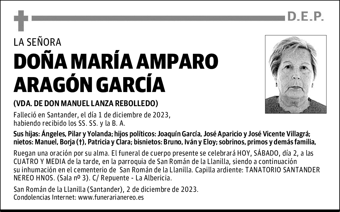 DOÑA MARÍA AMPARO ARAGÓN GARCÍA