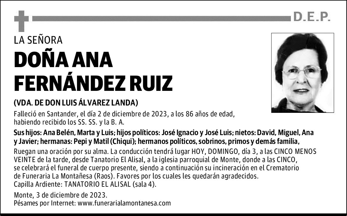 DOÑA ANA FERNÁNDEZ RUIZ