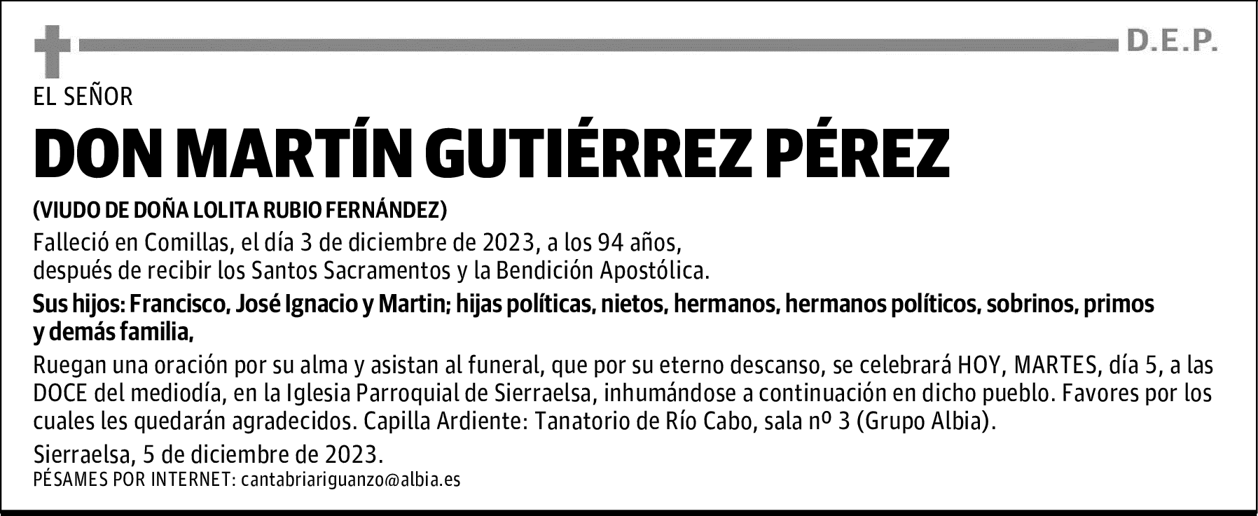 DON MARTÍN GUTIÉRREZ PÉREZ