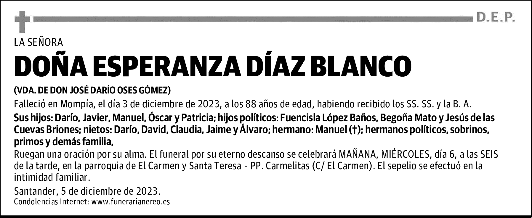 DOÑA ESPERANZA DÍAZ BLANCO