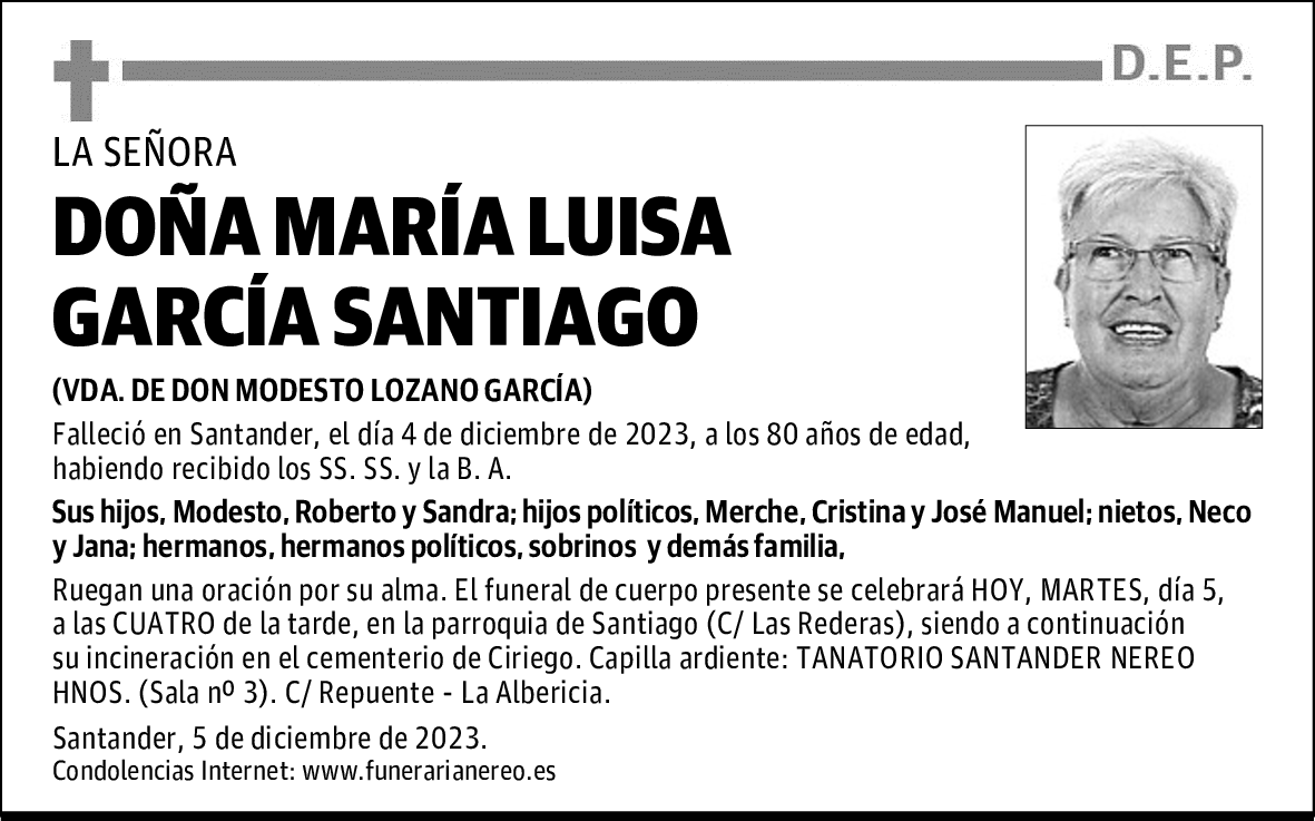 DOÑA MARÍA LUISA GARCÍA SANTIAGO