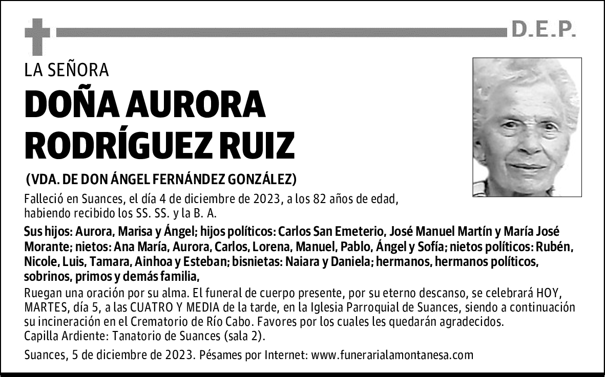 DOÑA AURORA RODRÍGUEZ RUIZ