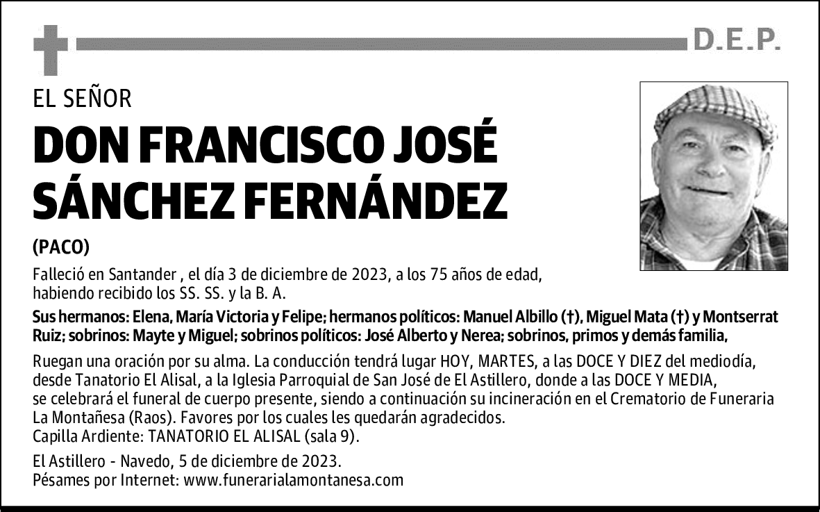 DON FRANCISCO JOSÉ SÁNCHEZ FERNÁNDEZ
