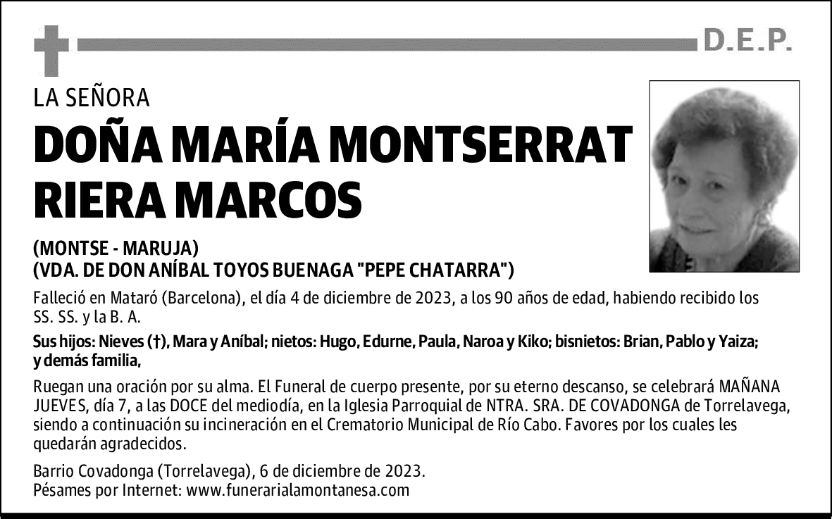 DOÑA MARÍA MONTSERRAT RIERA MARCOS