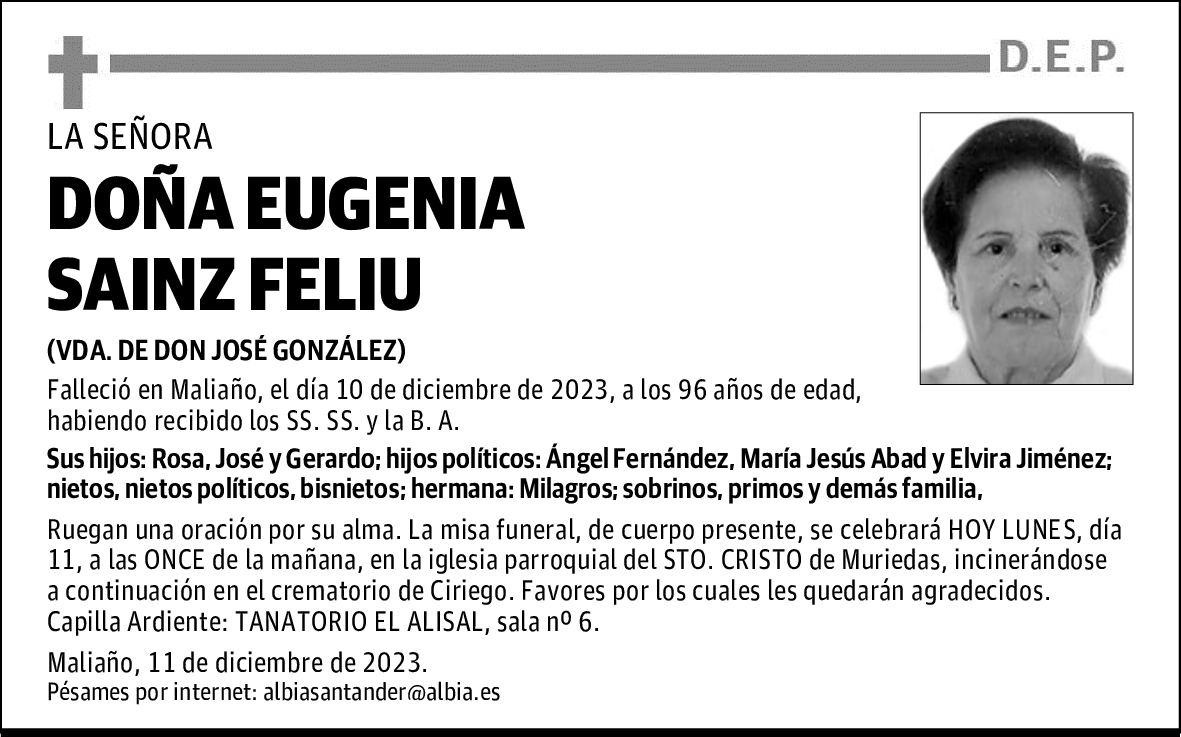 DOÑA EUGENIA SAINZ FELIU