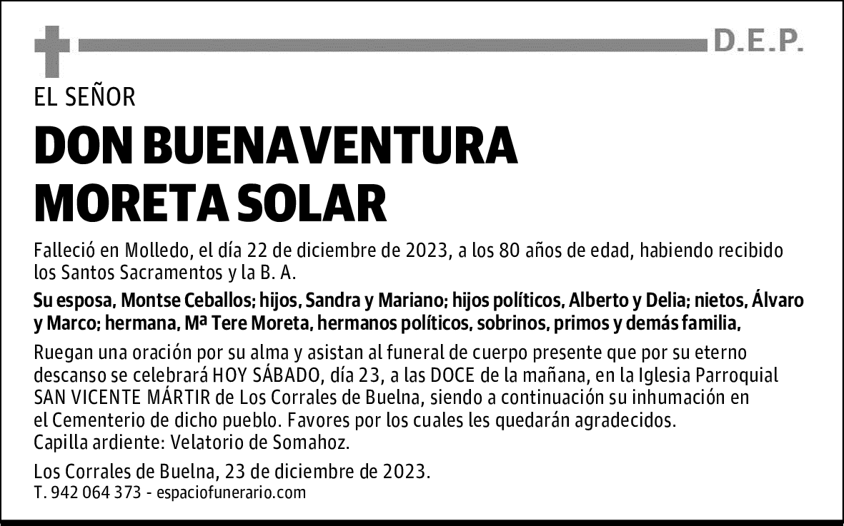 DON BUENAVENTURA MORETA SOLAR