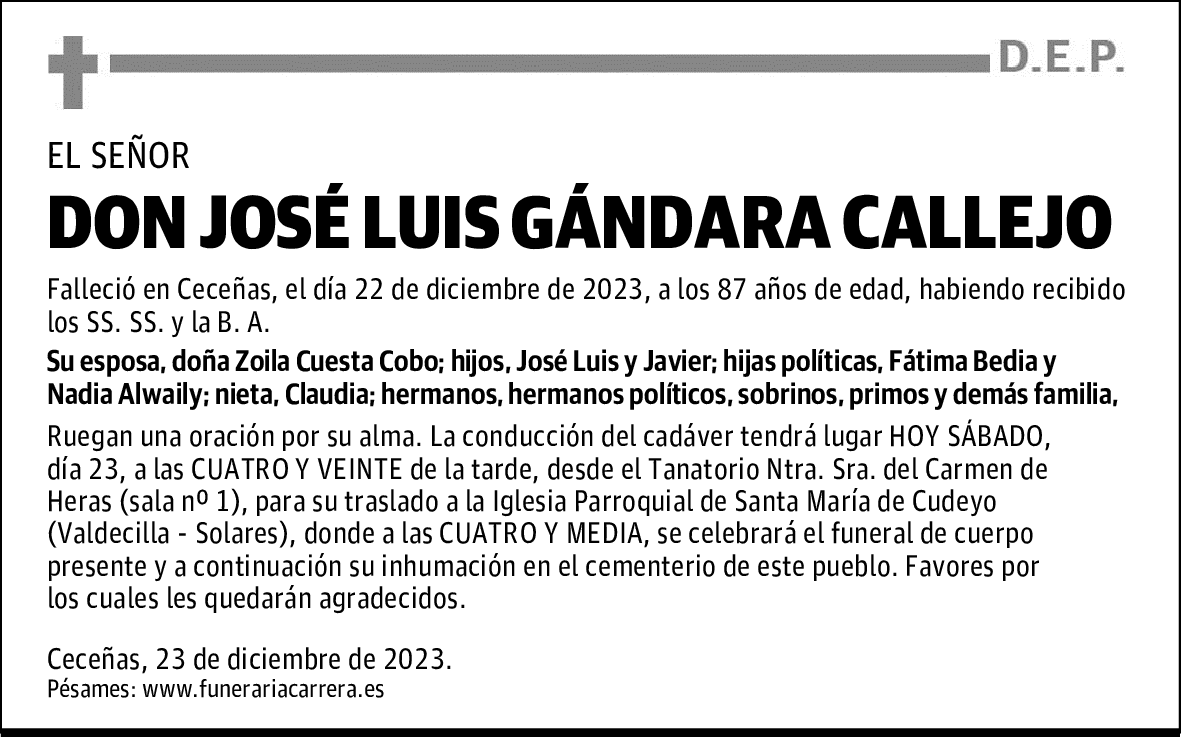 DON JOSÉ LUIS GÁNDARA CALLEJO