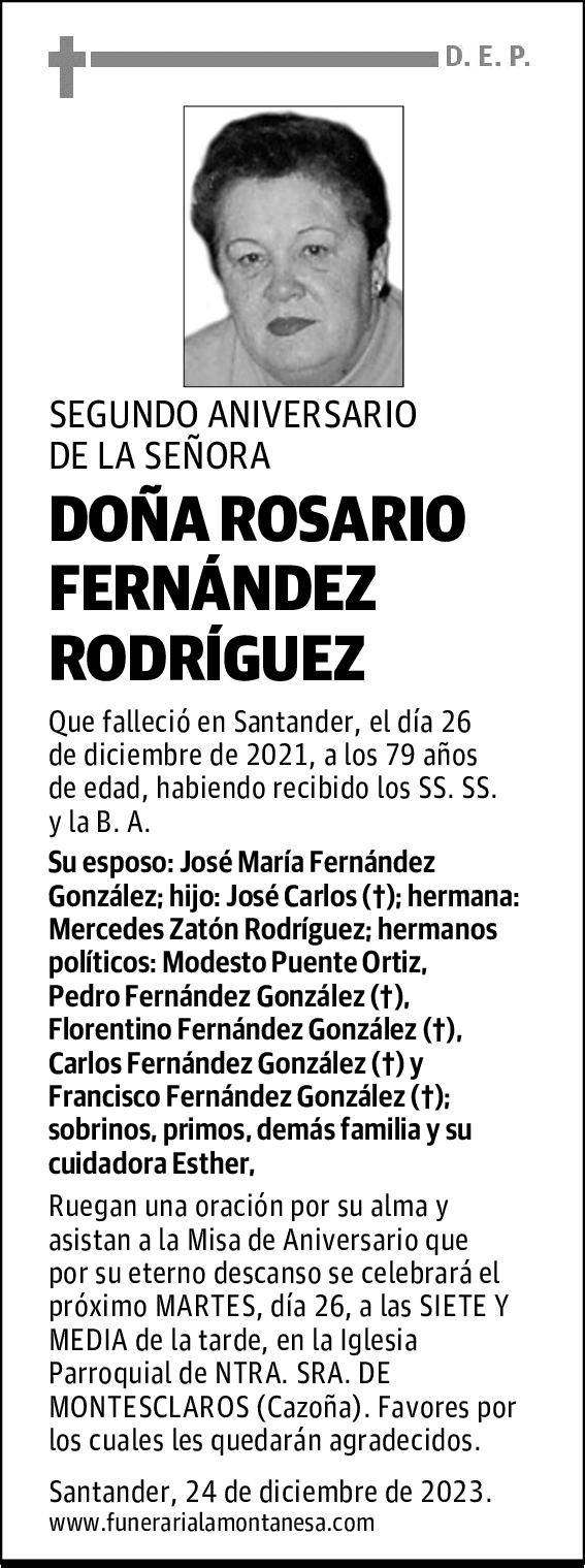 DOÑA ROSARIO FERNÁNDEZ RODRÍGUEZ