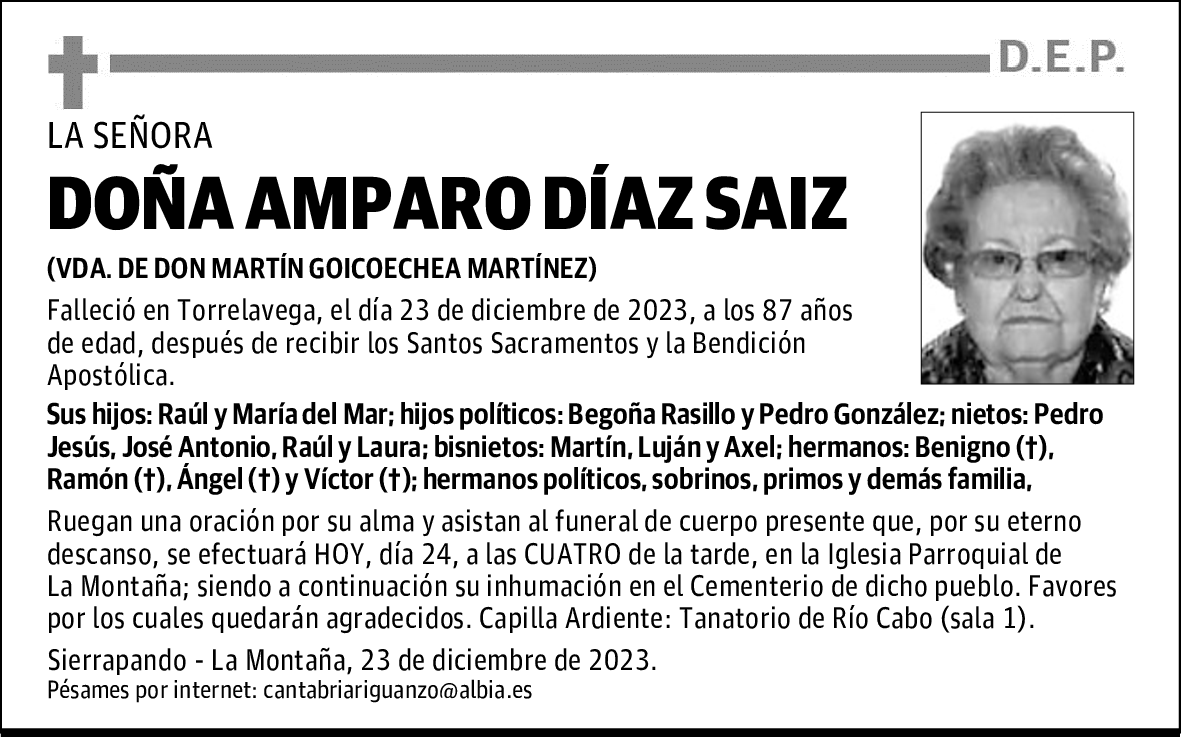 DOÑA AMPARO DÍAZ SAIZ