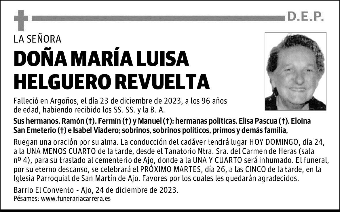 DOÑA MARÍA LUISA HELGUERO REVUELTA