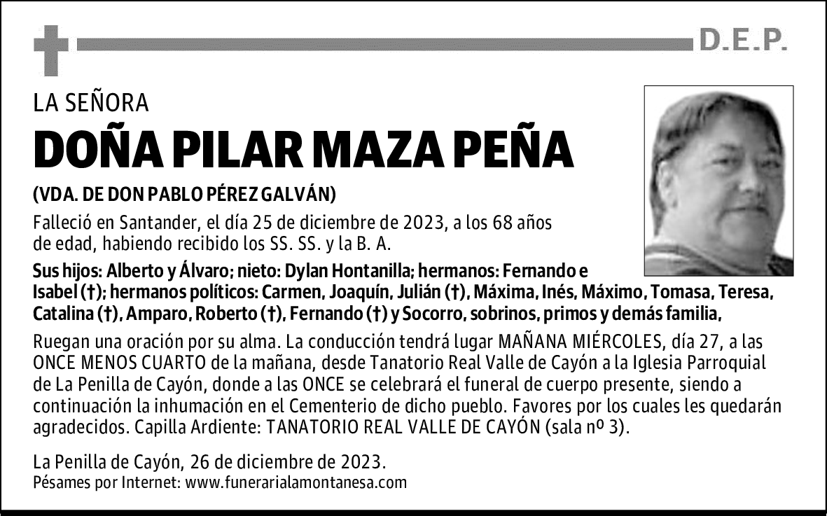 DOÑA PILAR MAZA PEÑA
