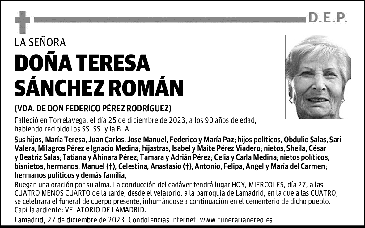 DOÑA TERESA SÁNCHEZ ROMÁN