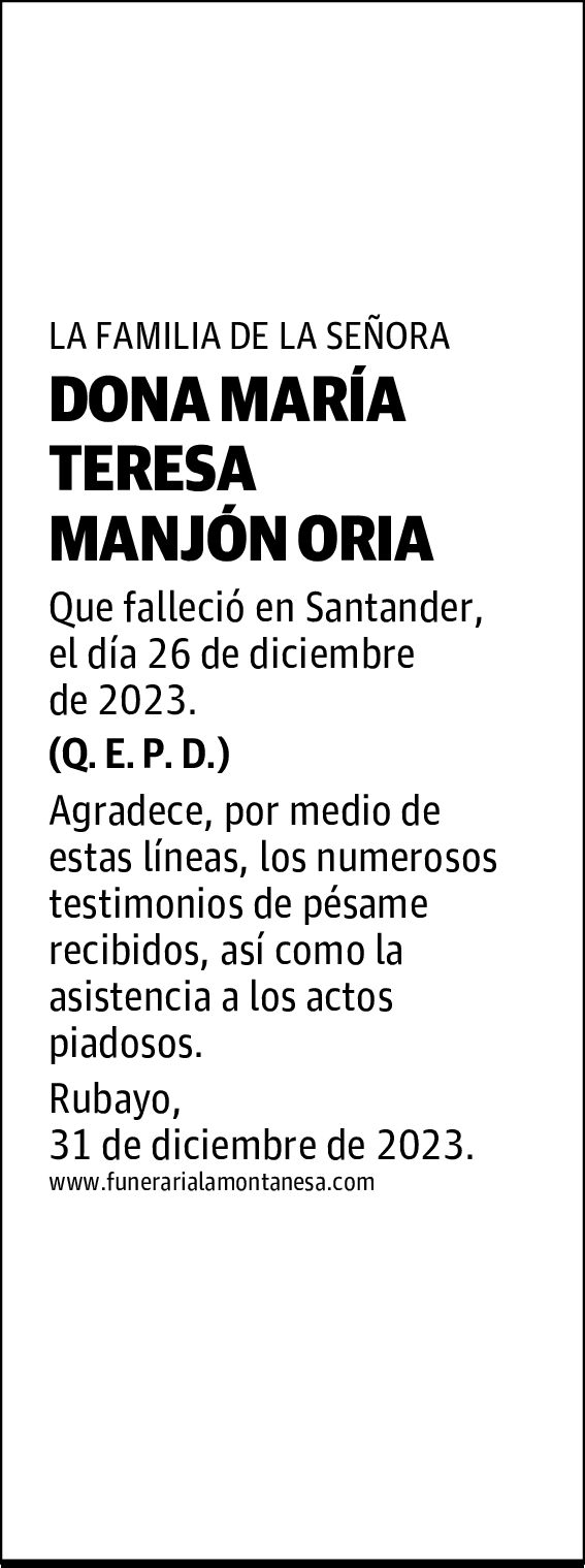 DOÑA MARÍA TERESA MANJÓN ORIA