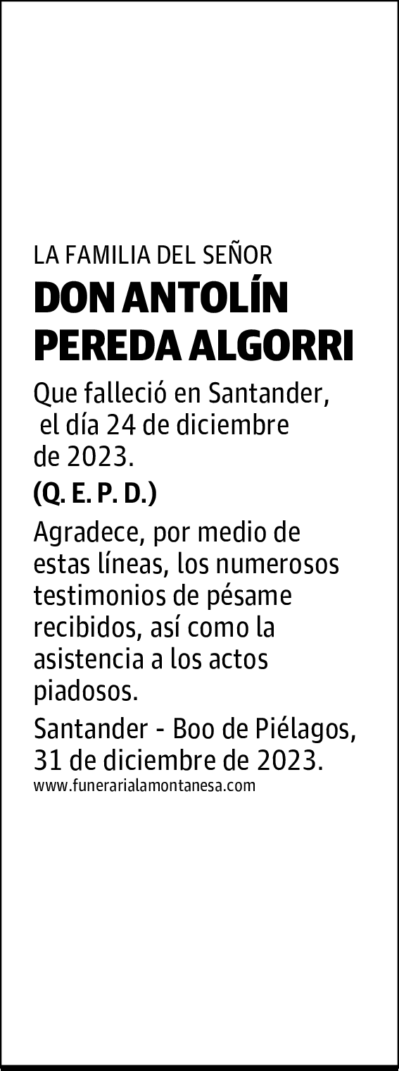 DON ANTOLÍN PEREDA ALGORRI