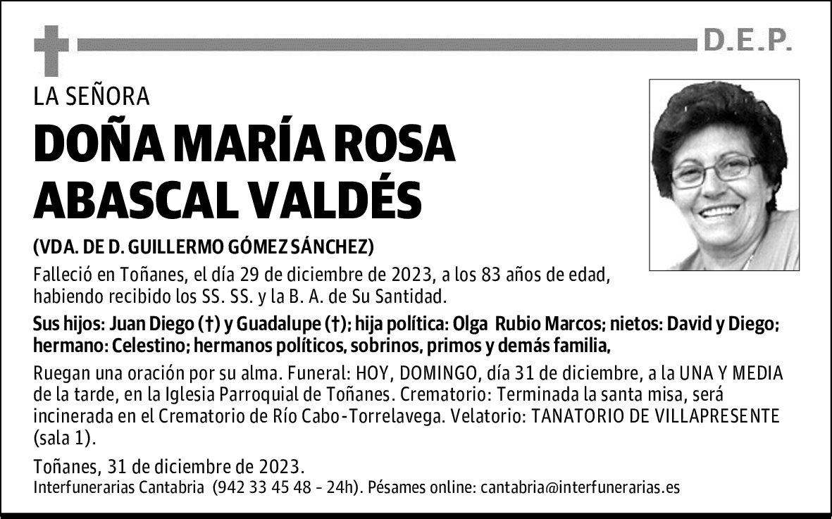 DOÑA MARÍA ROSA ABASCAL VALDÉS