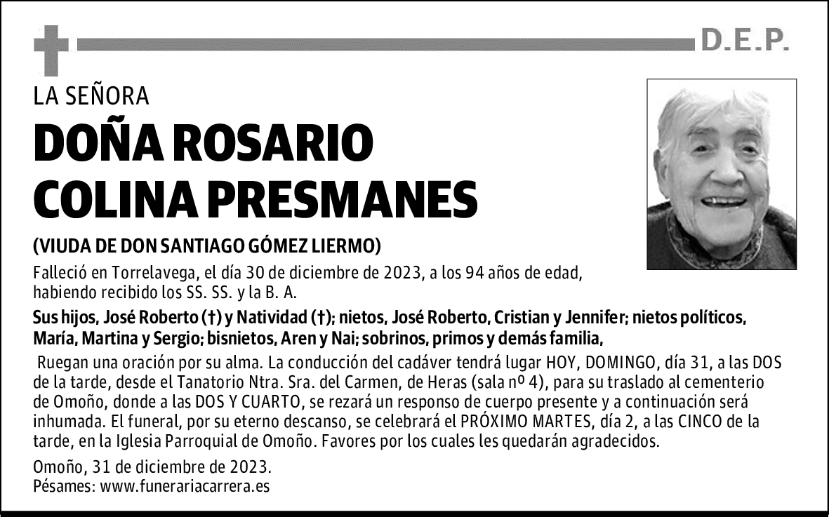 DOÑA ROSARIO COLINA PRESMANES