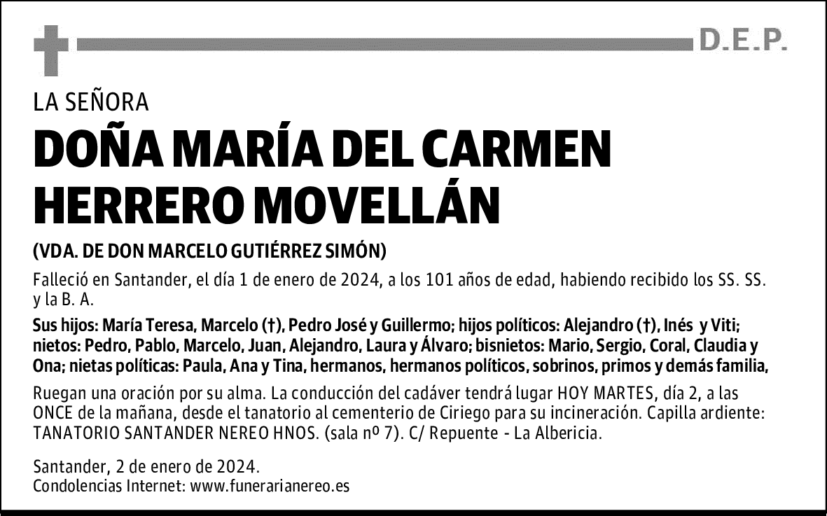 DOÑA MARÍA DEL CARMEN HERRERO MOVELLÁN