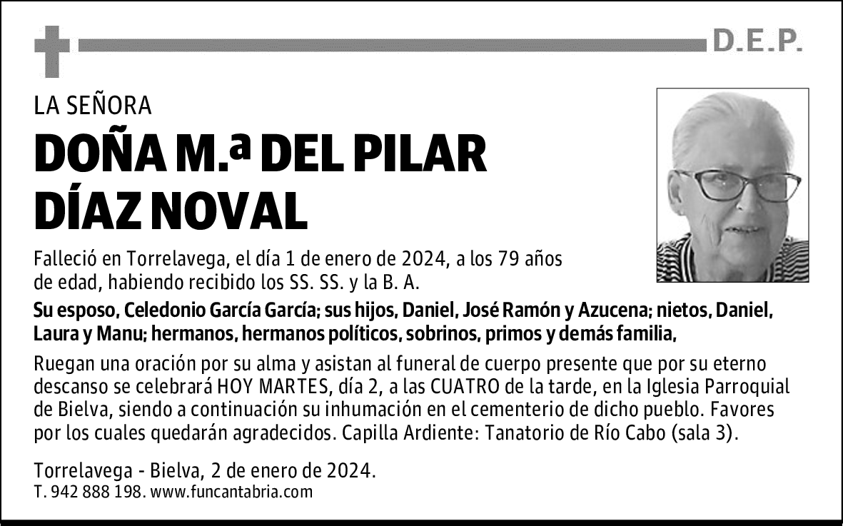 DOÑA M.ª DEL PILAR DÍAZ NOVAL