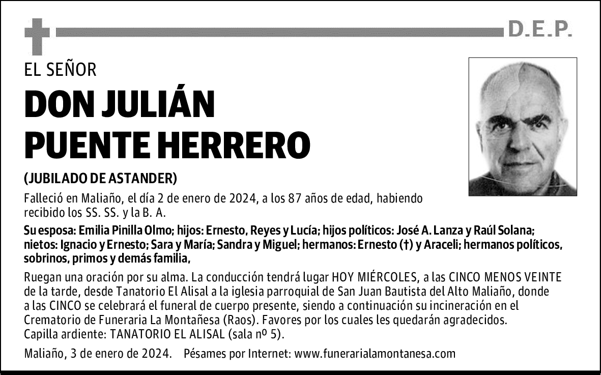 DON JULIÁN PUENTE HERRERO