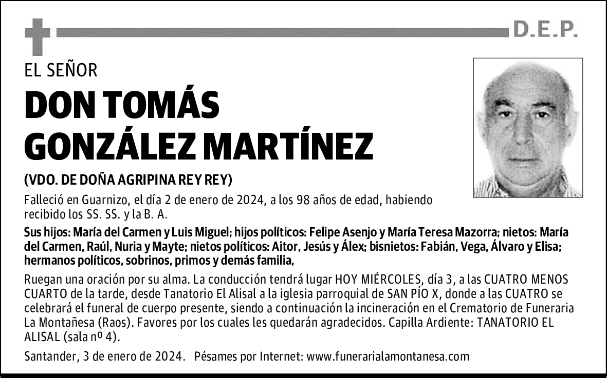 DON TOMÁS GONZÁLEZ MARTÍNEZ