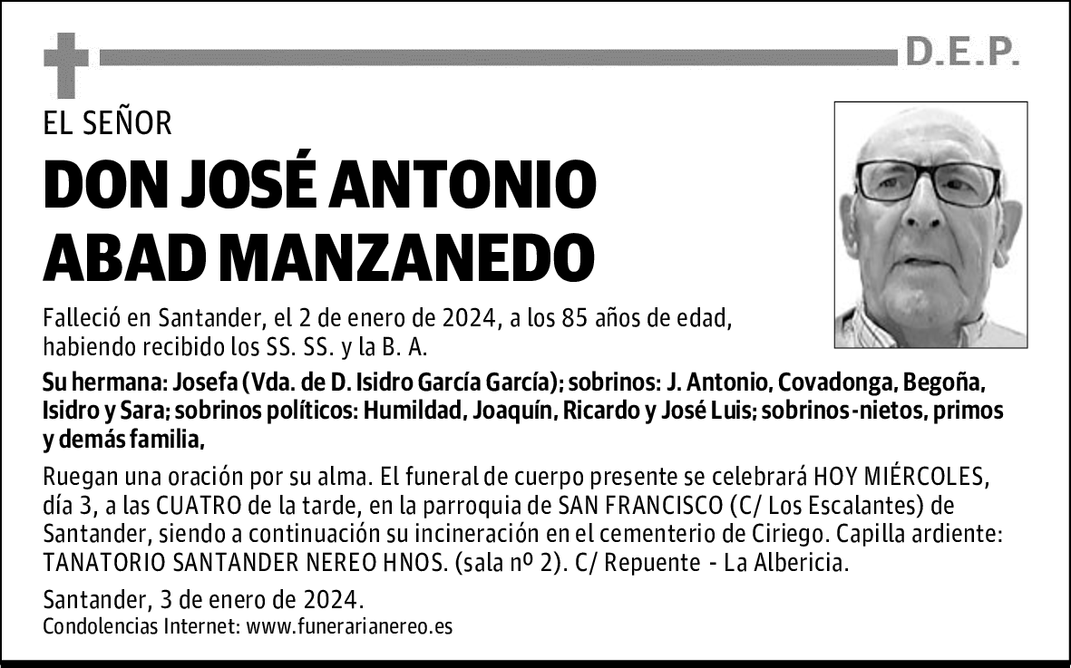 DON JOSÉ ANTONIO ABAD MANZANEDO