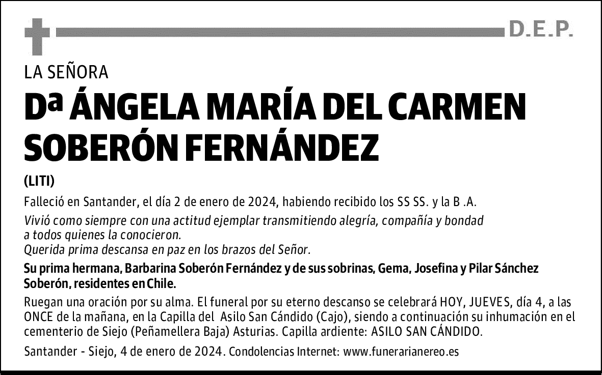 DOÑA ANGELA MARIA DEL CARMEN SOBERON FERNANDEZ