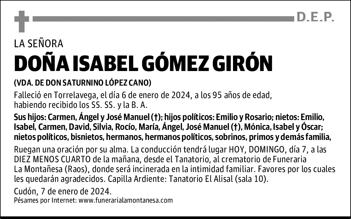 DOÑA ISABEL GÓMEZ GIRÓN