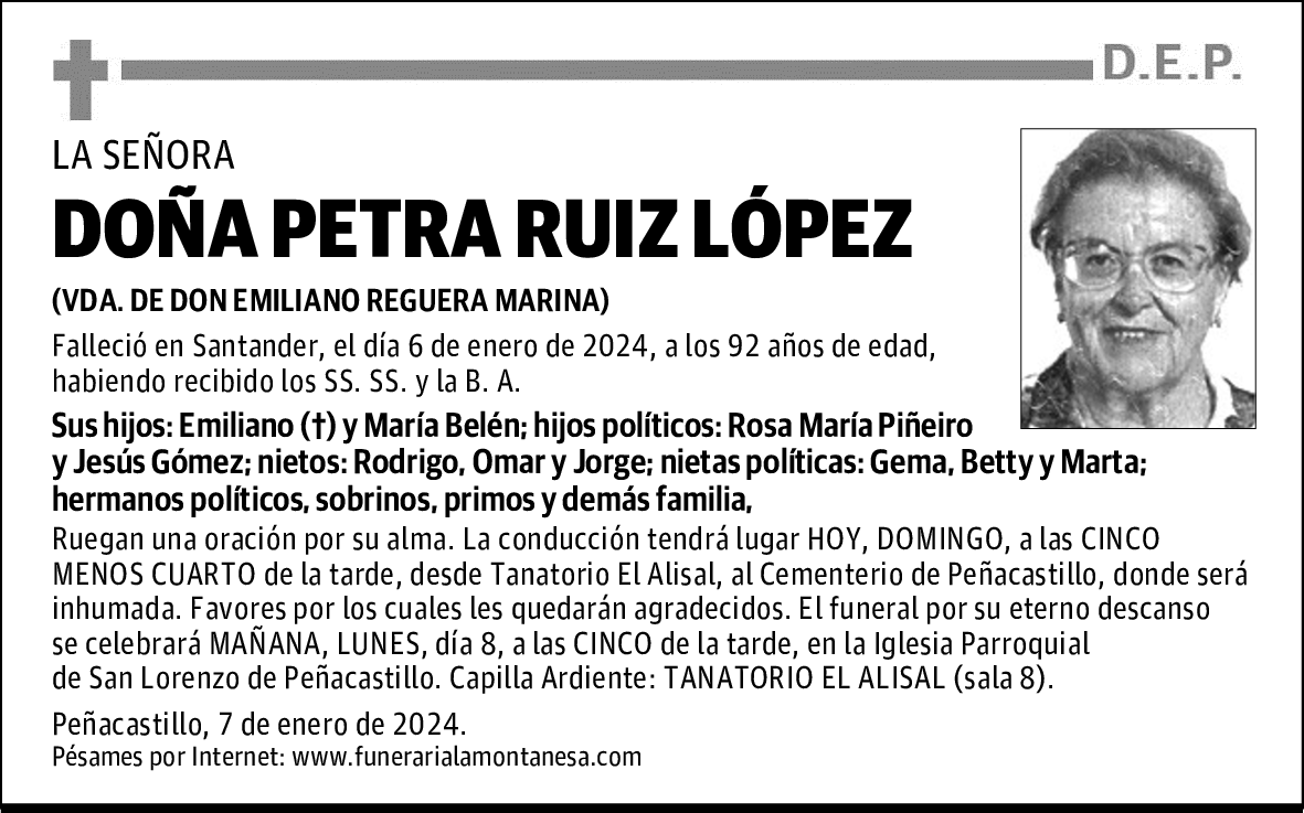 DOÑA PETRA RUIZ LÓPEZ