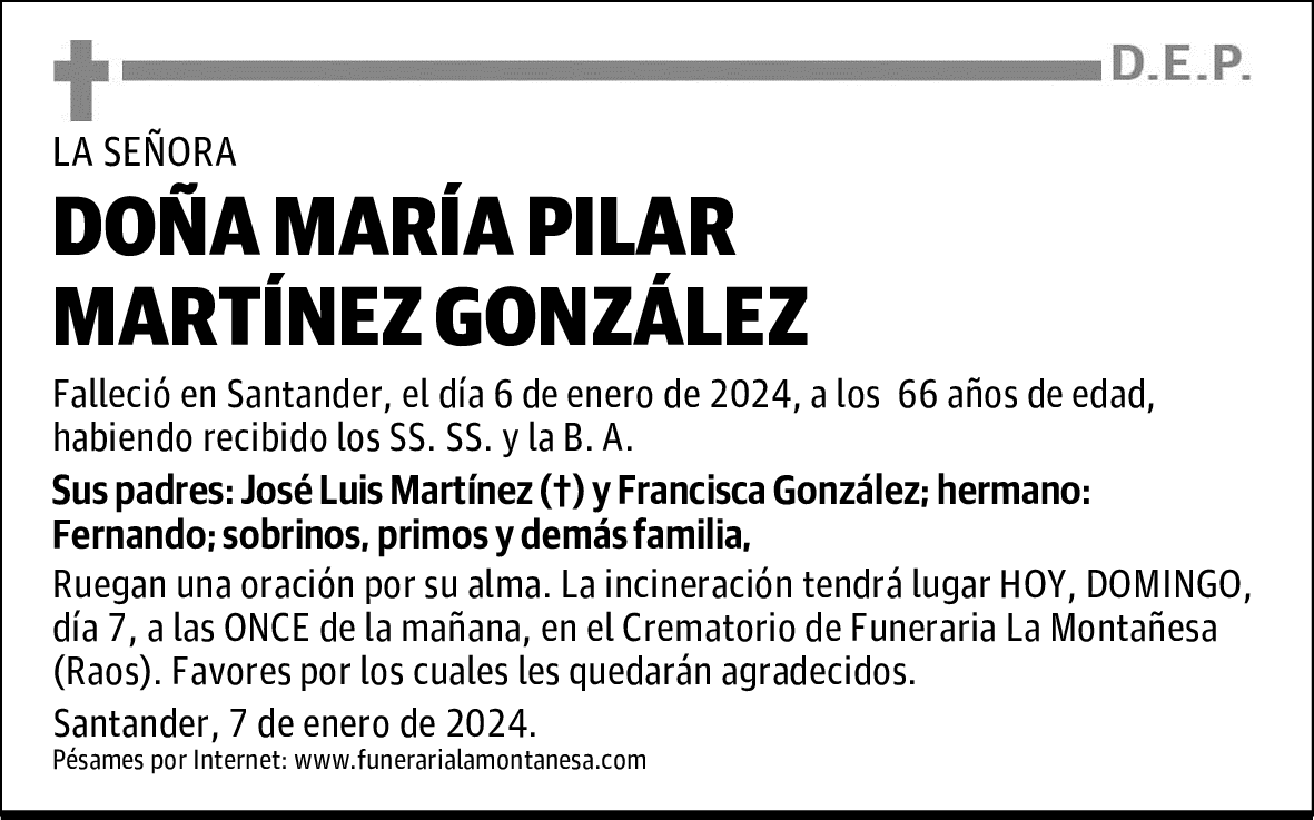DOÑA MARÍA PILAR MARTÍNEZ GONZÁLEZ